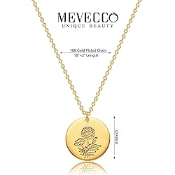 Mevecco Birth Flower Necklace 18k Gold Custom