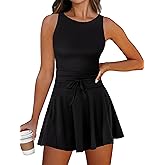 Caracilia Women's Tennis Mini Dresses 2026 Summer Sleeveless Built in Shorts Golf Athletic One Piece Active Romper Dress