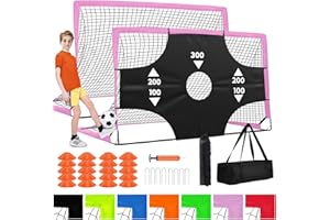Fololicx Portable Pop Up Soccer Goal - 6x4ft Backyard Training Equipment with Soccer Ball, Scoring Target Cloth, and Cones - Fun Outdoor Game for Kids and Teens