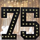 4FT Marquee Light Up Numbers, Black Giant Marquee Number Big Mosaic Number for 75th Birthday Party Decorations Backdrop 75 Anniversary Decor, Pre-Cut Frame Large Number 75
