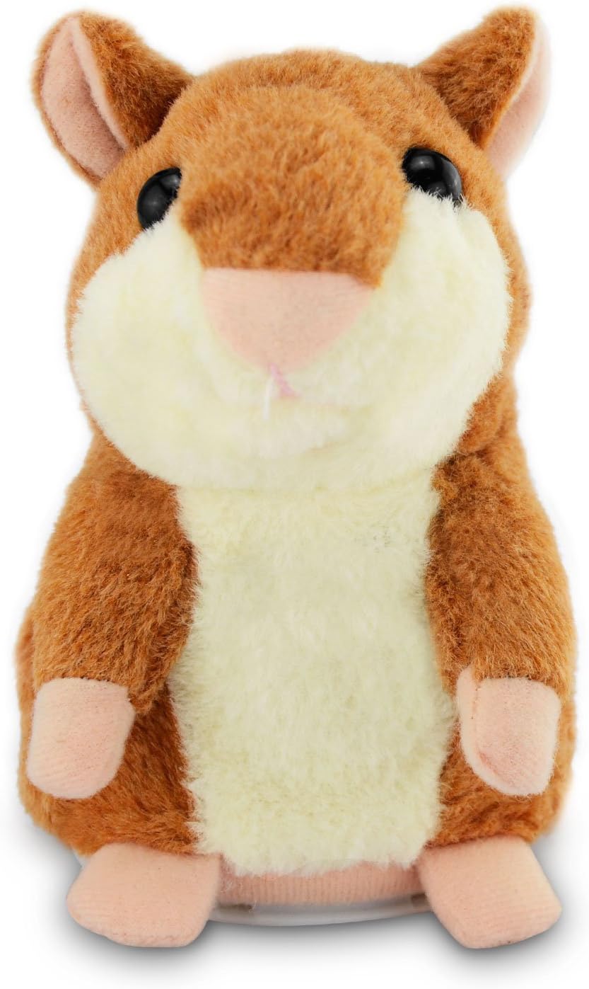 Kolylong Talking Hamster, Electronic Pet Talking Plush Buddy Mouse for Kids, Repeats What You Say Funny Toys (Brown)