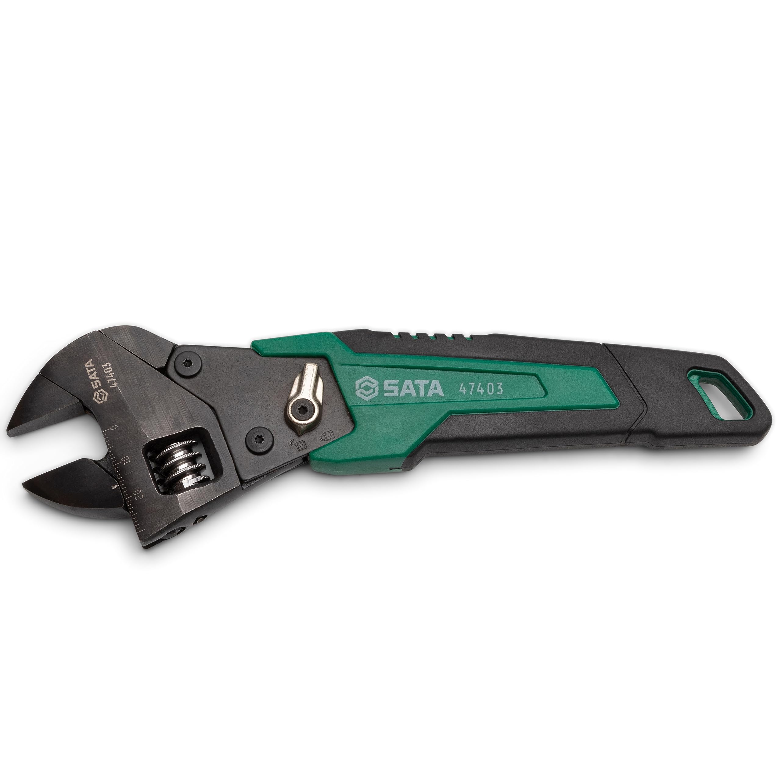 SATA ST47403 Ratcheting Adjustable Wrench 8" Built-in Scale Measures Metric Sizes for Quick Fastener Identification