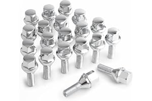 Jiiinmiiin M12x1.25 ONE-Piece Design Conical Seat Wheel Lug Bolts 20pcs ET Chrome Studs Set Shank Length 28mm, 19mm Hex Compatible with 2015-2022 Je/ep Renegade, 2018-2022 Compass, 2014-2022 Cherokee