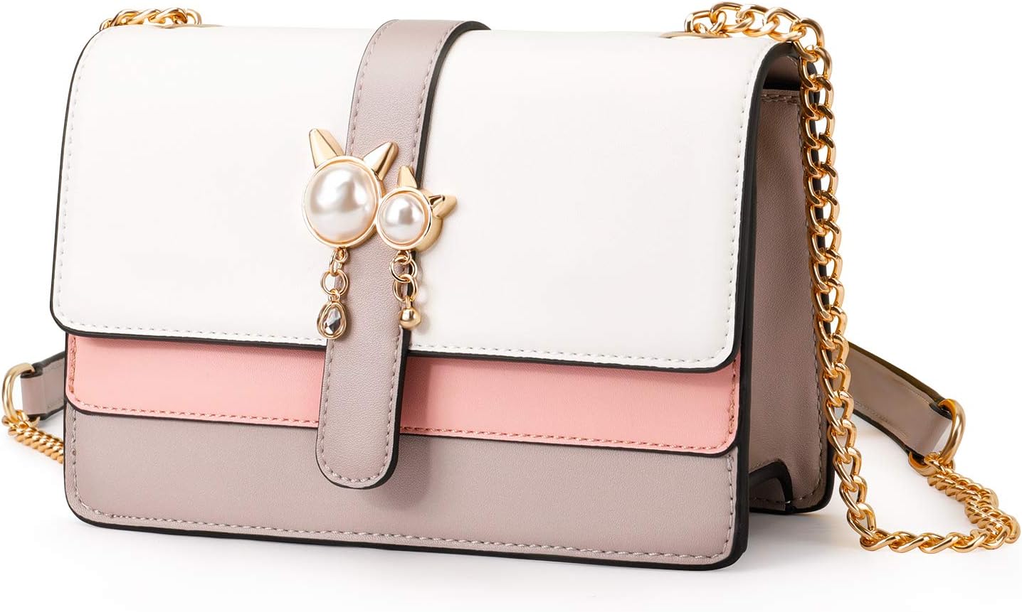 Crossbody Bags for Women with Gold-Tone Metal Chain Strap