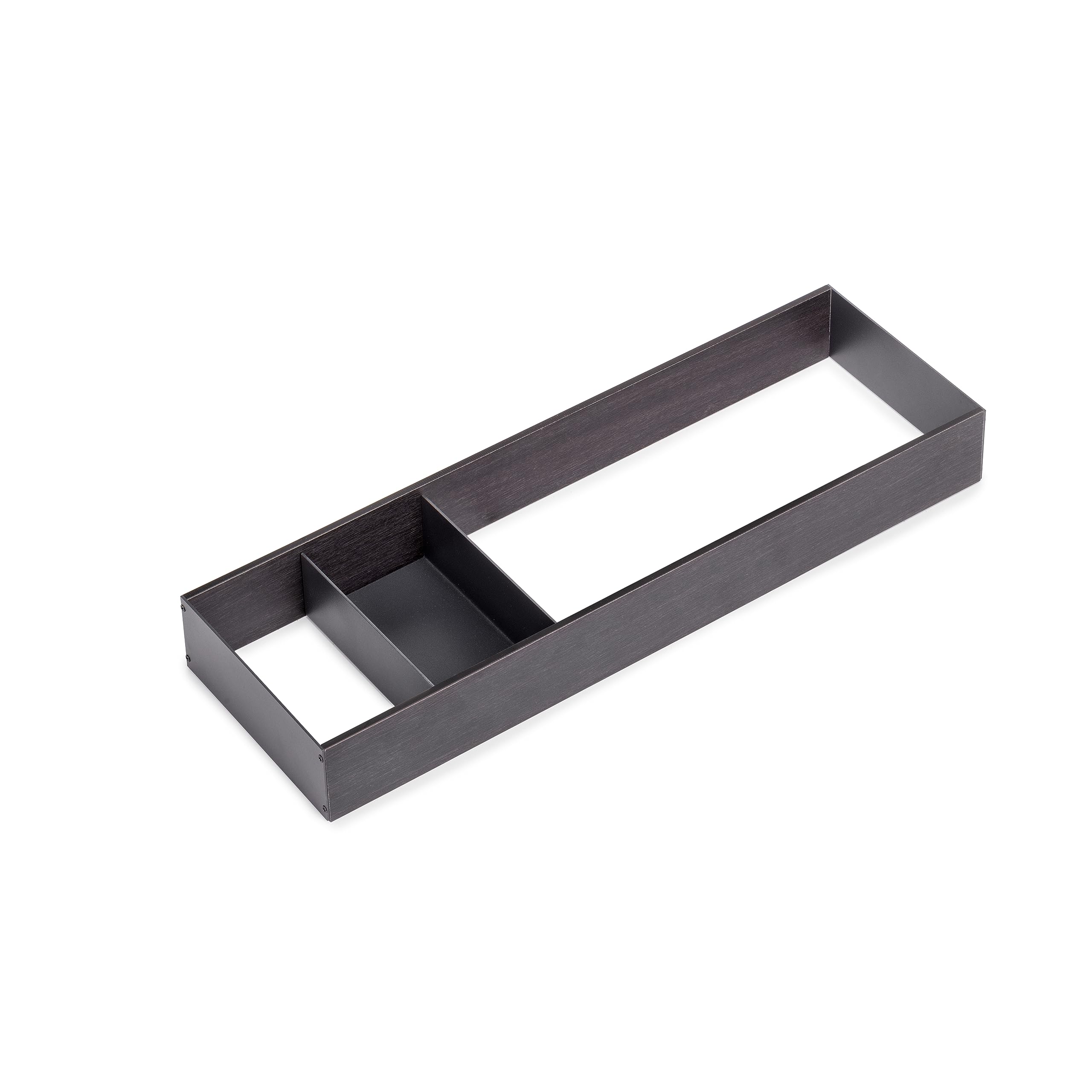 Emuca - Organizer for Drawer, 150x470 mm (5,9x18,5 inch), Anthracite Grey, Steel and Wood