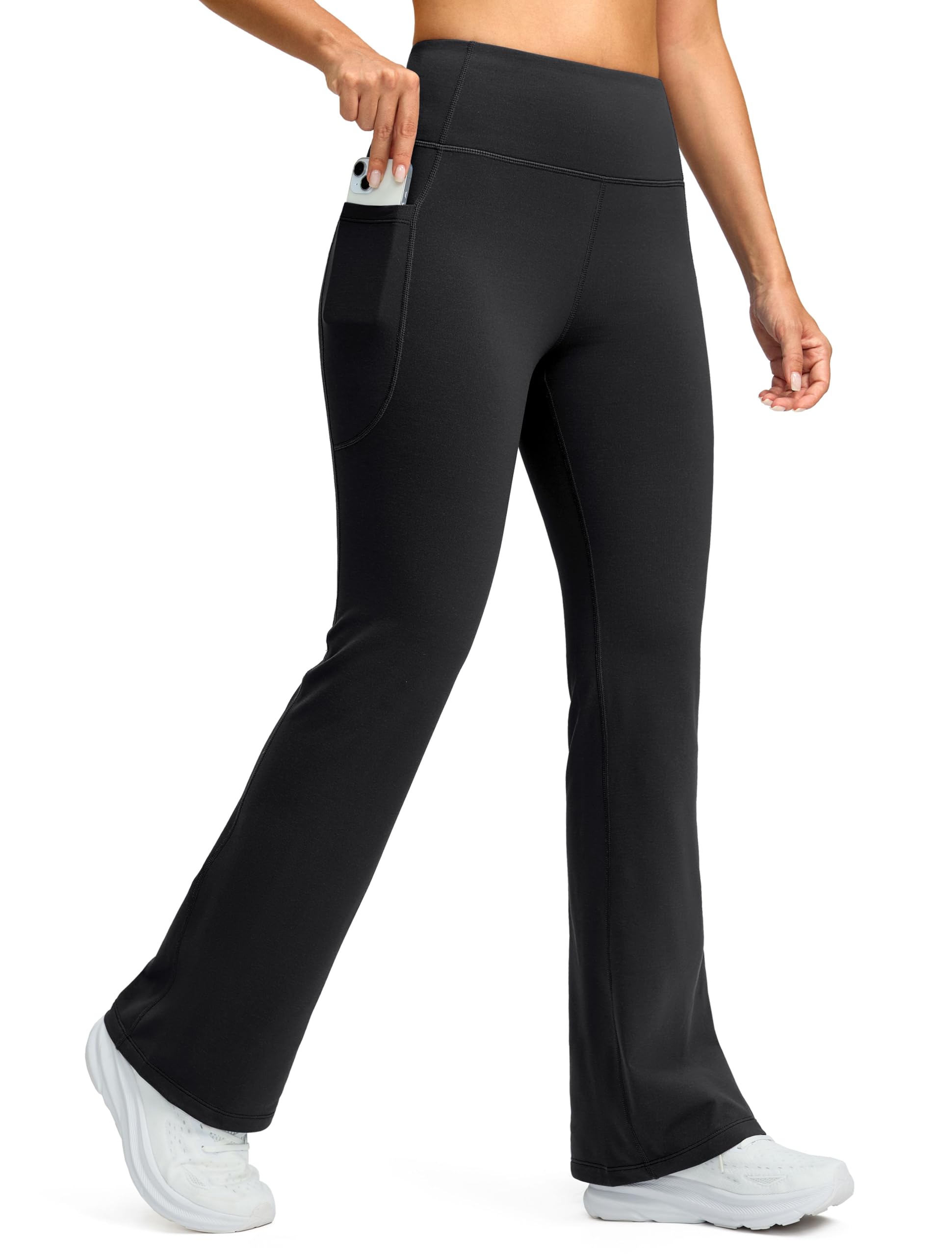 Photo 1 of G Gradual Women's Fleece Lined Pants High Waist Winter Thermal Warm Flare Leggings Hiking Yoga Pants Women with Pockets(Black,33-M)