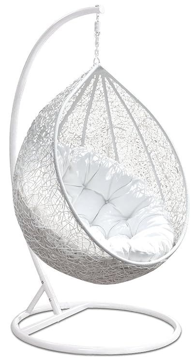 Hindoro Indoor Outdoor Single Seater Swing Chair with Stand (White)