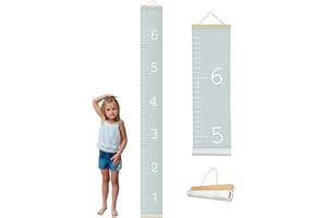Morxy Canvas Growth Chart for Kids - Unisex Kids Room Wall Decor - Measuring Height Chart- Wall Tape with Height Chart for Kids (Plain Mint)