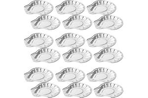MOLUCKFU 100pcs Aluminum Foil Shell Trays Foil Baking Dish Aluminum Scallop Pans Silver