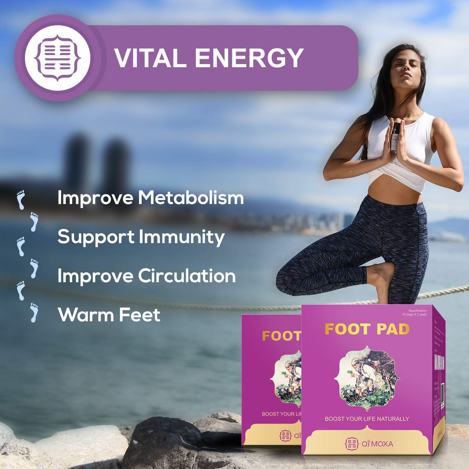 Qimoxa Detox Foot Pads-Unique Foot Pad to Improve Vital Energy-Free 50 Page Copyright Ebook of Our Detox Patch and More Ebooks for Chinese Healing Art-Take Care You From Feet to Body: Health & Personal Care