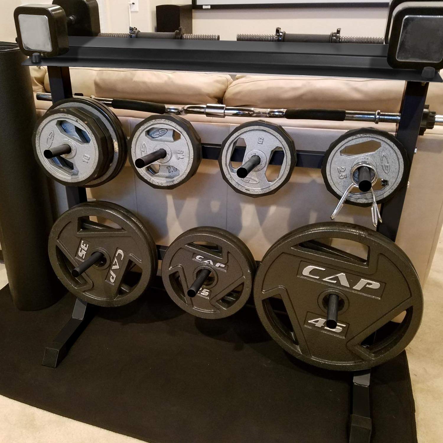 Olympic Weight Plate Barbell Plates Rack Bumper Bar Stand Holder