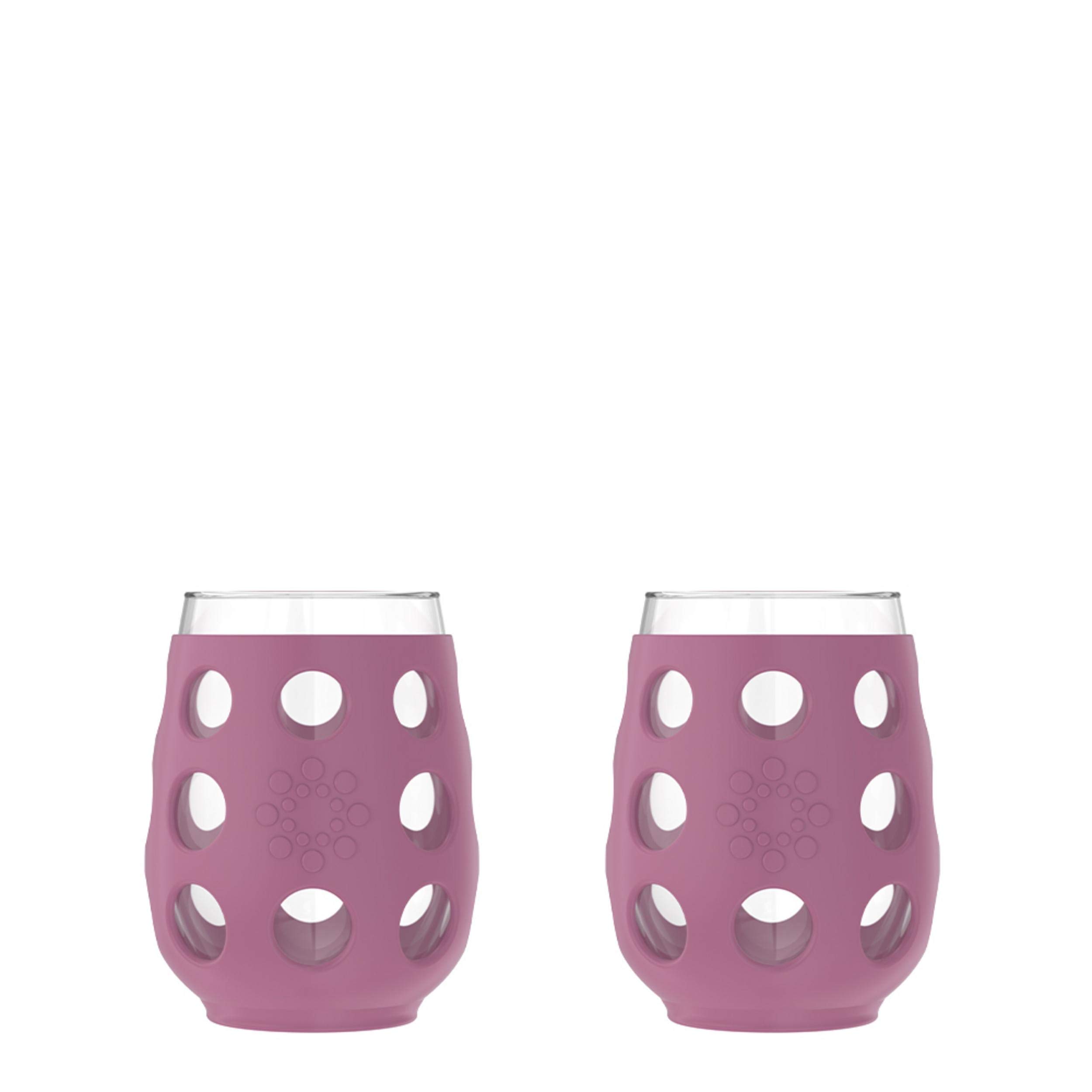 Lifefactory Wine Glass Set with Protective Silicone Sleeve, 2 Count (Pack of 1), Wisteria