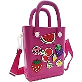 Small Rubber Beach Bag Waterproof Mini Eva Tote Pool Bag With Holes and Crossbody Strap For Women