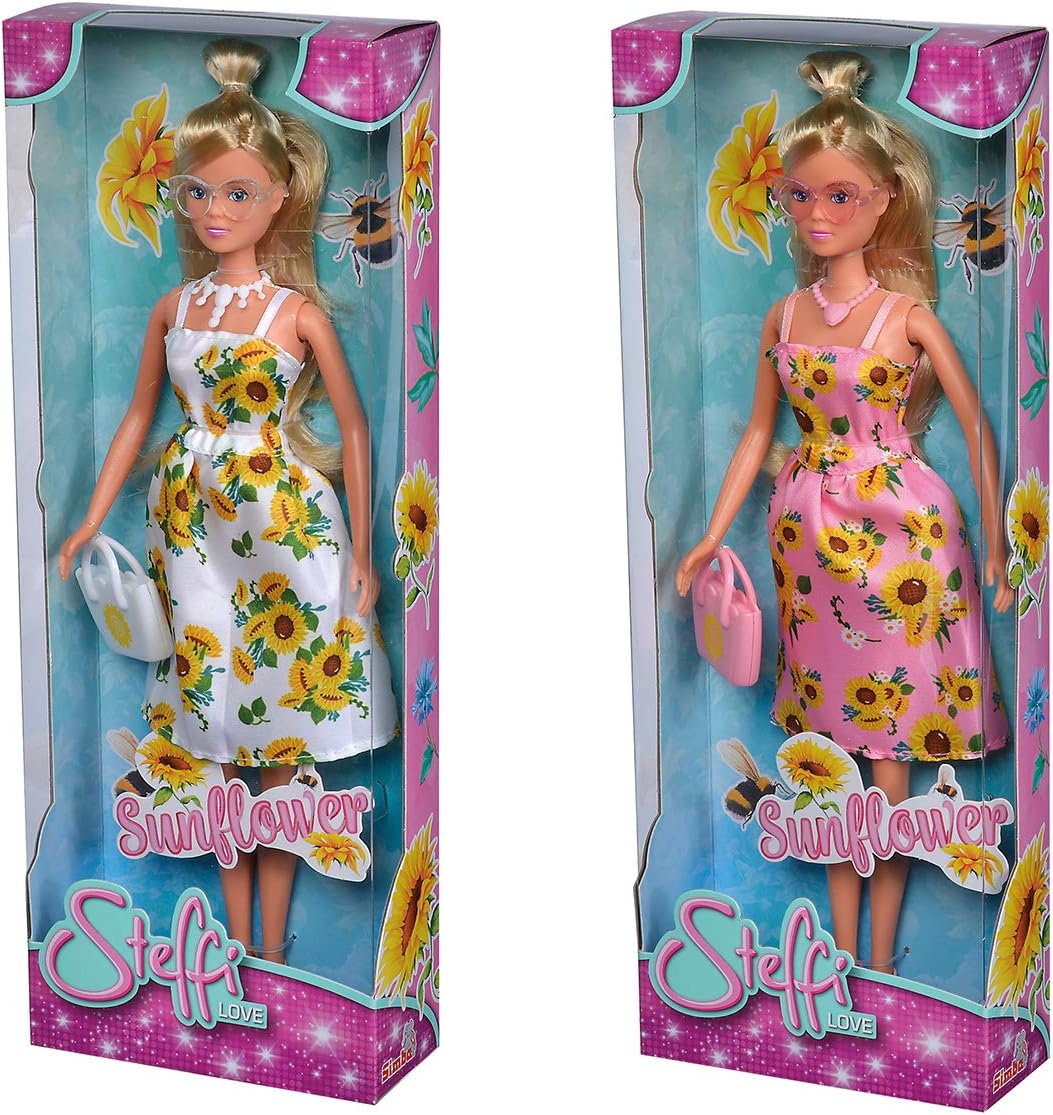 Simba 105733476, Steffi Love Sunflower, Doll in a Fashionable Dress with Sunflowers, Sunglasses, Chain and Handbag - Image 4