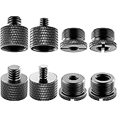 8 Pack Mic Stand Adapter,Screw Thread Microphone Adapter | 8 Pack, 4 Thread Sizes, Aluminum Alloy, Knurled Grip, Precision Threads, Fits Mic Stands, Boom Arms &amp; Tripods