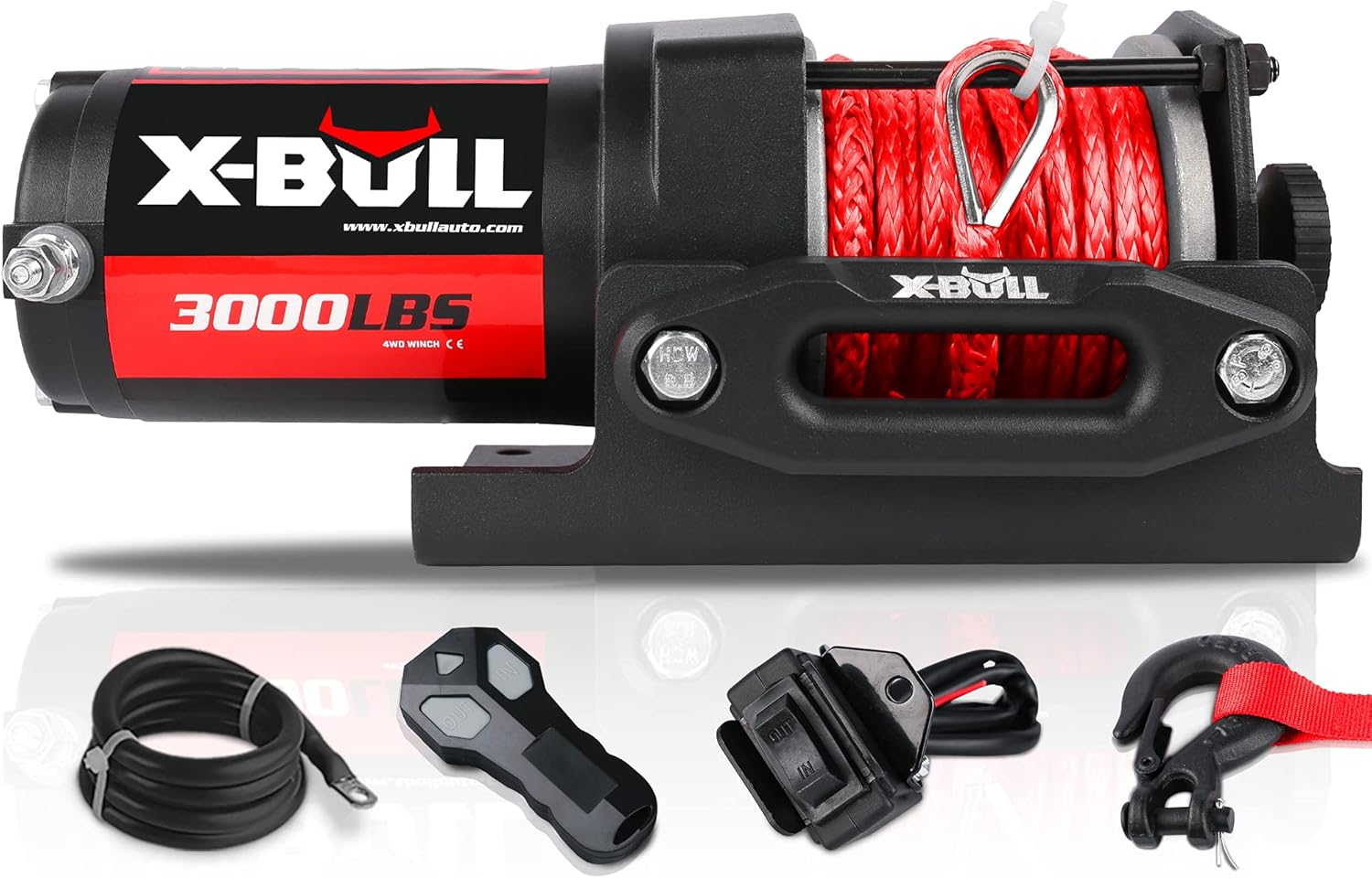 X-BULL 12V 3000LBS Synthetic Rope Electric Winch for Towing ATV/UTV Off Road with Mounting Bracket Wireless Remote New: Automotive