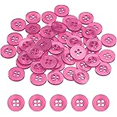 HARFINGTON 50pcs Sewing Button 11.5mm (15/32") 4 Holes Resin Round Craft Replacement Buttons for Clothing DIY Crafts Decoration, Rose Red