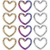 COGCHARGER 12Pcs Heart Linking Rings Hollow Heart Pendant Charms Connectors Stainless Steel Metal Link Charms for Jewelry Bracelets Necklace Making DIY Craft Supplies