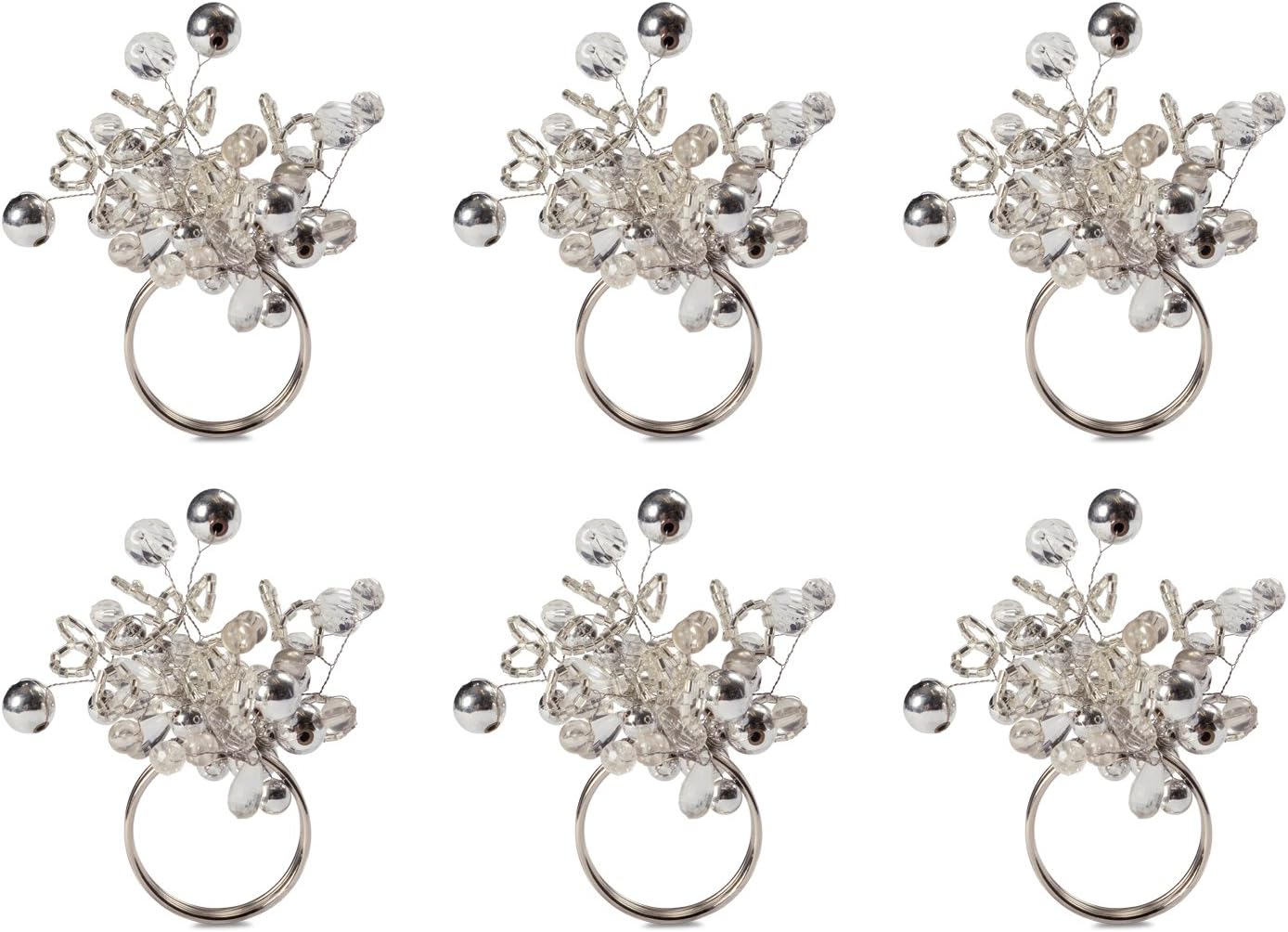DII Modern Chic Fun Napkin Rings for Dinner Parties, Weddings Receptions, Family Gatherings, or Everyday Use, Set Your Table With Style - Cluster Sliver Beads, Set of 6: Industrial & Scientific