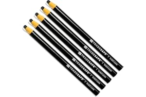 TRADESAFE China Markers Grease Pencils - 5 Black Grease Markers, Peel-Off Wax Pencils for Labeling on Metal, Glass, Vinyl, Wood, Fabric, Rubber, No Sharpening Needed