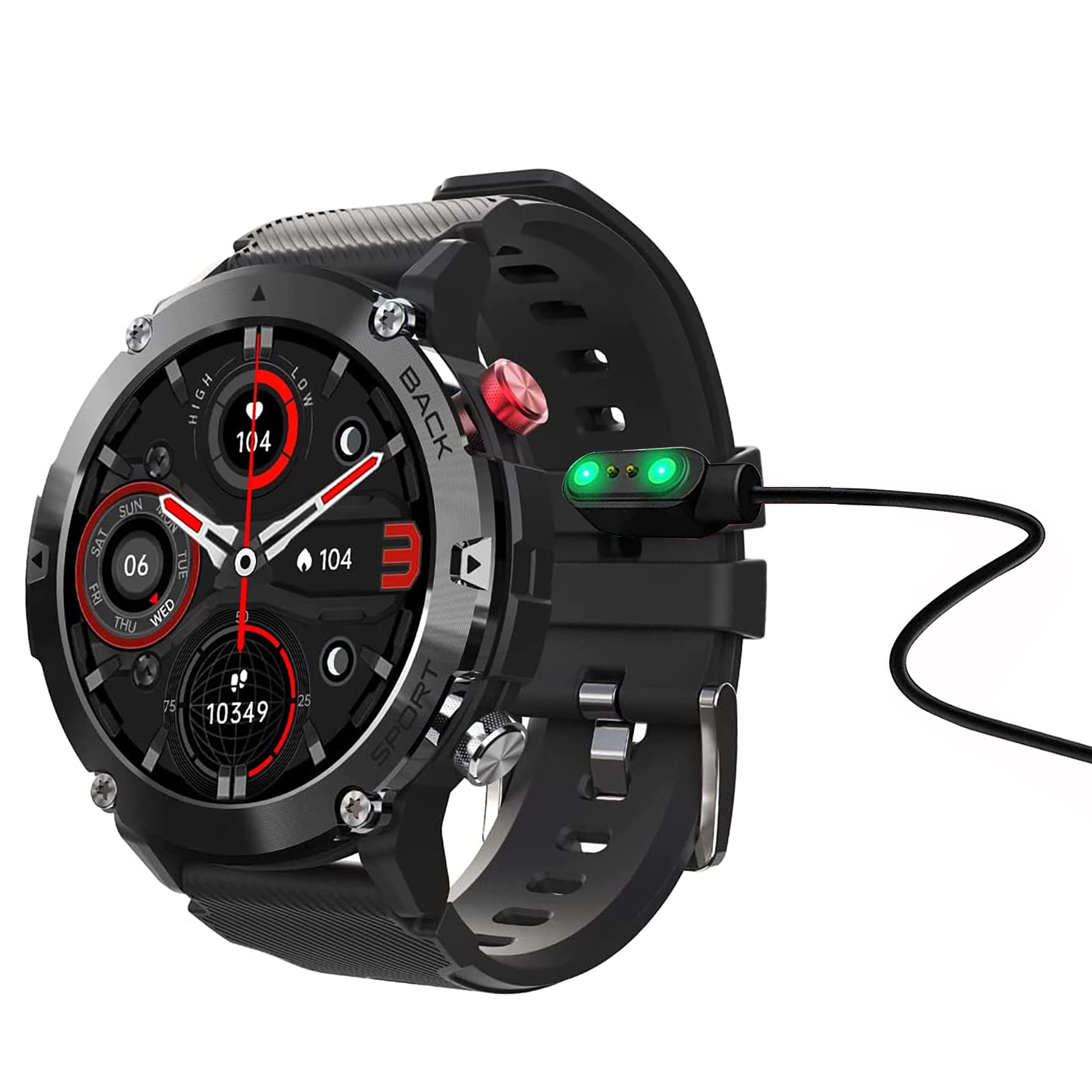 Blueshaweu Compatible with LEMFO Smart Watch Charger, Magnetic USB Charging Cable Replacement Charger Cable Compatible with LEMFO LF26 Smart Watch/LEMFO LF31 Smart Watch (Black)