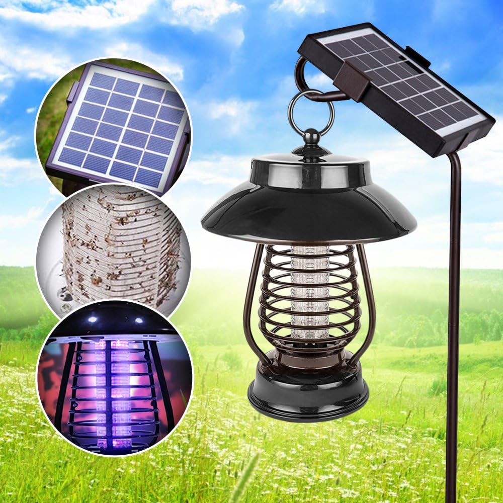 Dual Mode - Solar Powered Outdoor Mosquito & Bug Zapper or Super Bright 24 LED Light