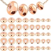 HINZIC 40pcs 5/6/7/8mm Stopper Beads, Metal Silicone Rondelle Spacer Beads with Rubber Inside, Pink-Gold Adjustable Loose Charm Wedding Accessories for DIY European Bracelet Necklace Jewelry Making