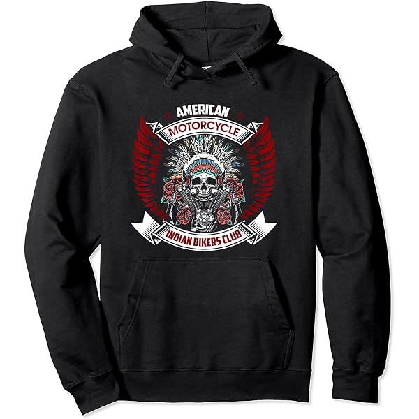 thumbnail image 2 of ODFSND Vintage Indian Motorcycle Pullover Hoodie – 80% Cotton 20% Polyester, Unisex, Classic Fit, For Bikers & Fans 2 of 14