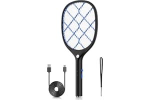 YISSVIC Electric Fly Swatter Bug Zapper Racket Rechargeable Mosquito Killer LED Light for Indoor Home Office Backyard Patio Camping