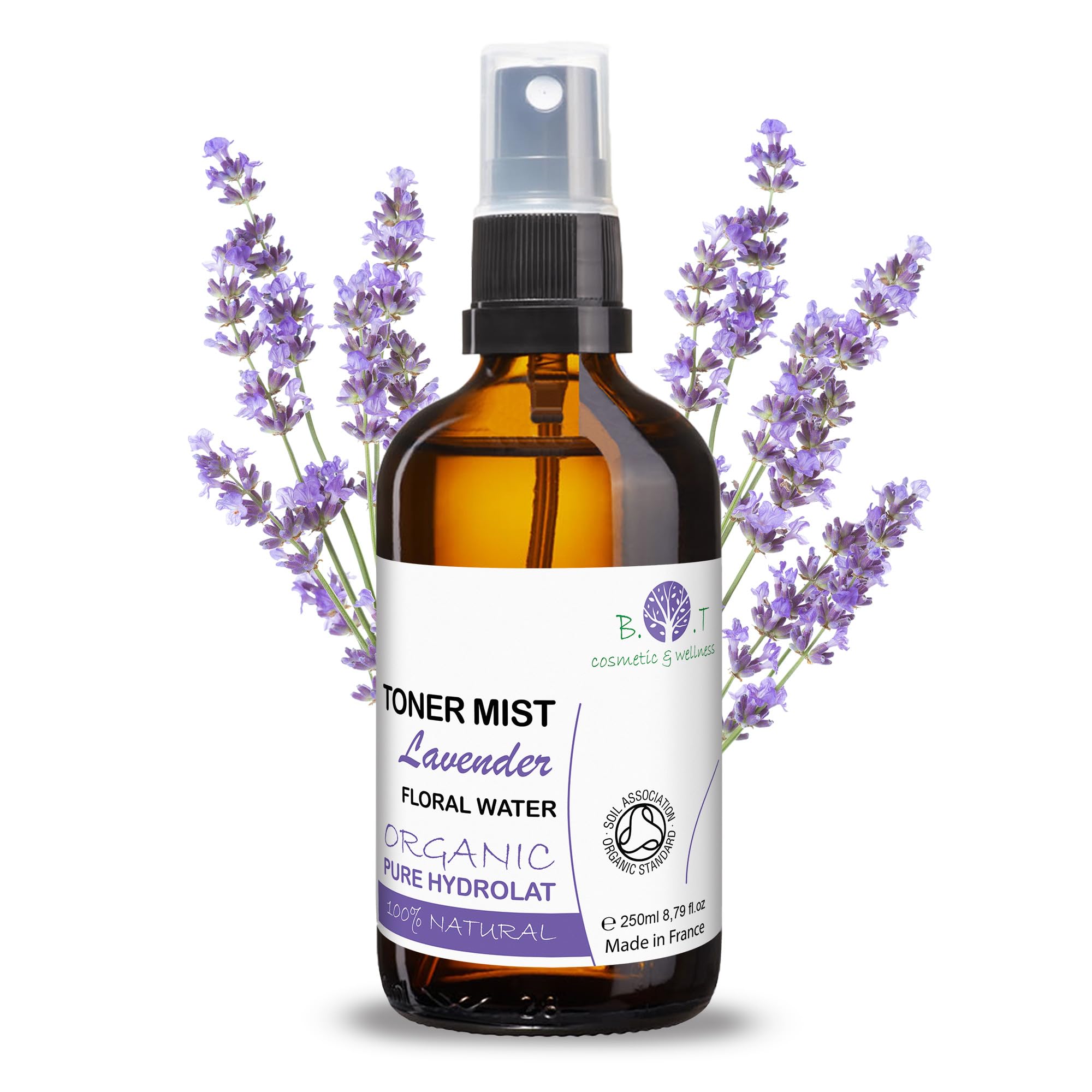 Organic Lavender Sleep Pillow Spray for a Relaxing Bedtime. Organic Lavender Hydrolat Ideal for Sensitive & Mature Skin, Facial Toner, Body Fragrance, Hair Lotion, Masks - 250 ml