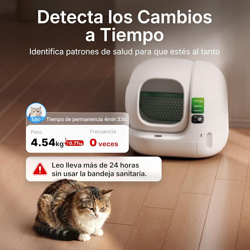 PUROBOT MAX 3 Arenero Gatos Autolimpiable, Entrada Mayor, Eliminación Múltiple de Olores, Arenero Autolimpiable para Gatos, Anti-Fugas, xSecure/Control de APP/76L, para Varios Gatos