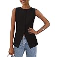 PRETTYGARDEN Women's Suit Vest Tops 2025 Summer Dressy Casual Business Button Sleeveless Trendy Fashion Blazer Waistcoat