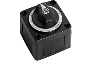 Spartan Power Battery ON/Off Disconnect Switch 300A - Ignition Protected, Heavy Duty Cutoff Switch for RV, Marine, and Automotive Battery - 12V to 48V - Black