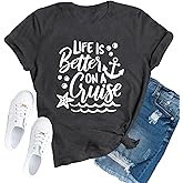 TUPOSU Cruise Shirts for Women Trip T-Shirts Summer Vacation Squad Tee Tops