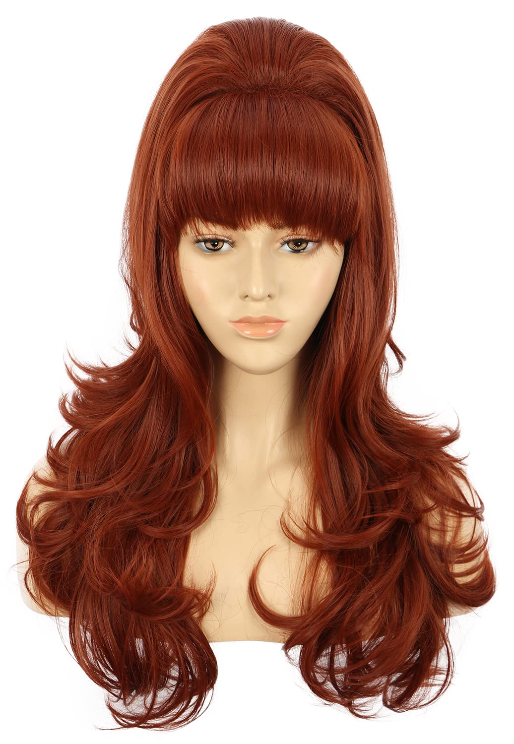 VGbeaty Women Long Ginger Beehive Vintage Married Housewife Bouffant 60s 70s Halloween Costume Cosplay Wig — image 1