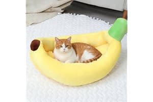 Banana Bed for Dogs & Cats, Fluffy Boat Shape Pet Bed with Detachable Design, Warm Cozy Nest for Small Medium Pets, All-Seaso