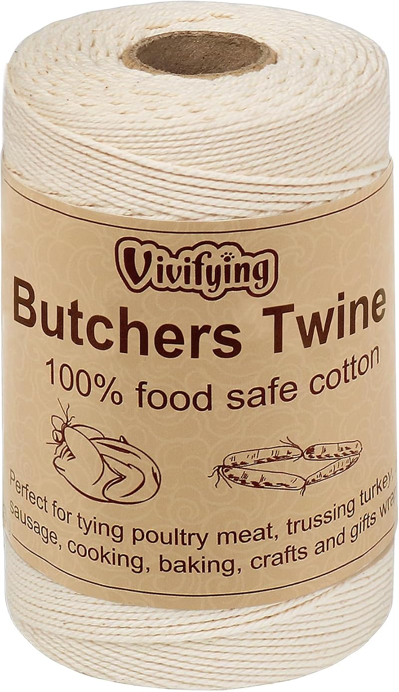 Vivifying Butchers String 656 ft 3 Ply Cotton Food Safe Kitchen Twine White