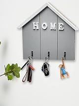 Echehi Decorative Key Holder Wall Mount 3 Ways Install Grey Home Shape view 3