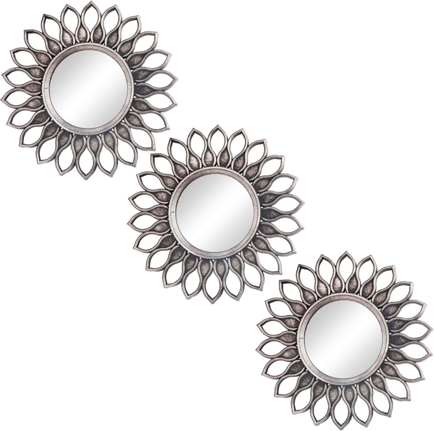 Small Round Decor Wall Mirrors Set of 3 Home Accessories for Bedroom, Living Room & Dinning Room (MS005)