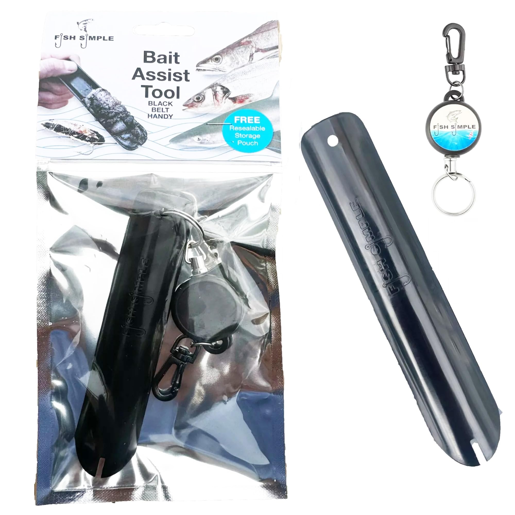 Sea Fishing Hook Bait Making Tool For Bass Cod Tope Conger Worm Needle FishSimple. (Black & Retractable)