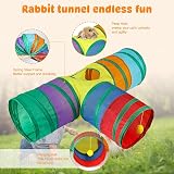 HYLYUN Bunny Tunnels Collapsible 3 Way Hideout Small Animal Tunnel view 5