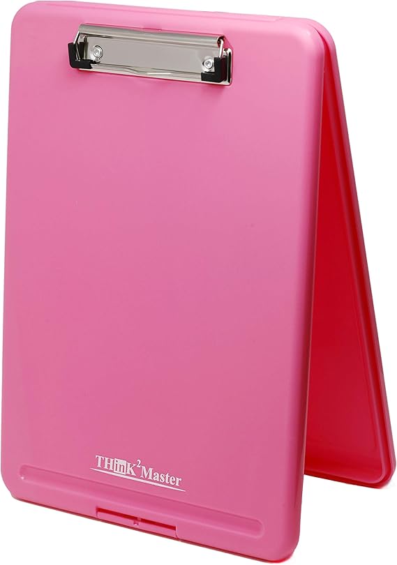 Pink Storage Clipboard - Letter Size Document Holder With Compartment