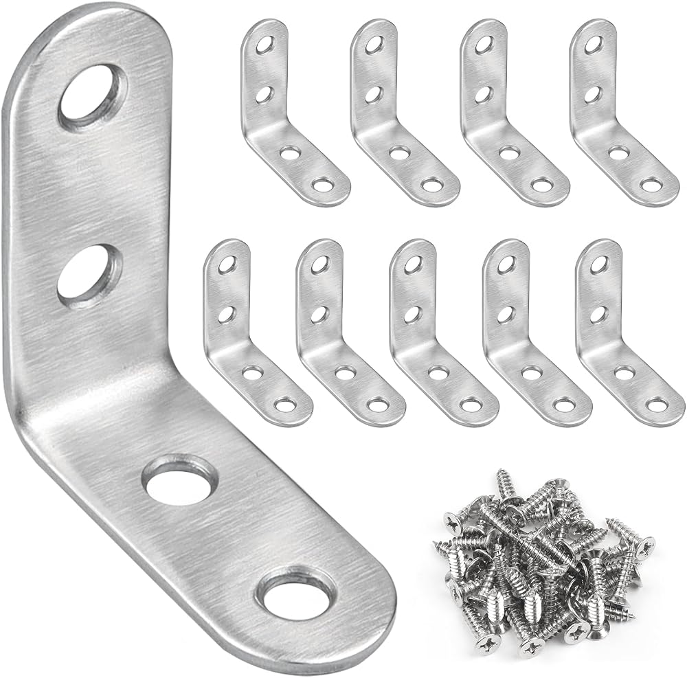 JatilEr 10 Pcs Angle Corner Brackets 40x40mm Stainless Steel 90 Degree
