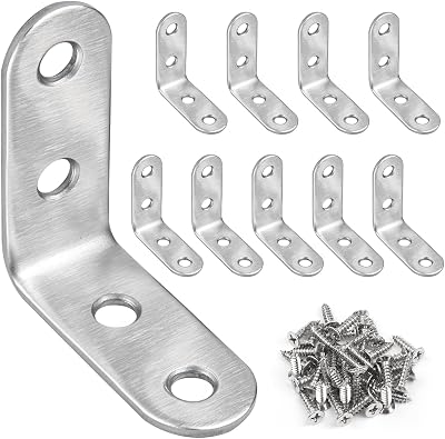 JatilEr 10 Pcs Angle Corner Brackets 40x40mm Stainless Steel 90 Degree
