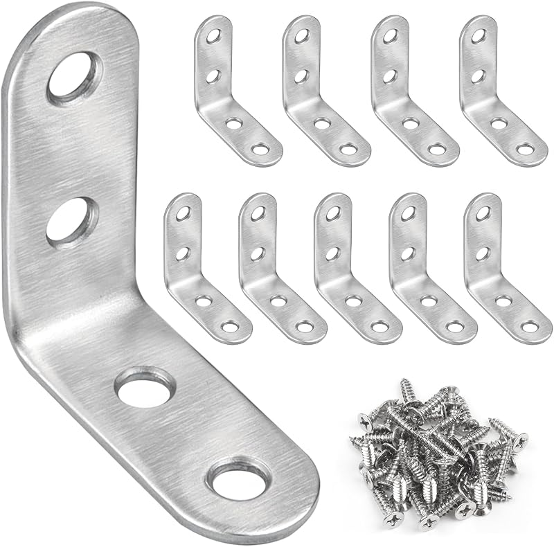 JatilEr 10 Pcs Angle Corner Brackets 40x40mm Stainless Steel 90 Degree