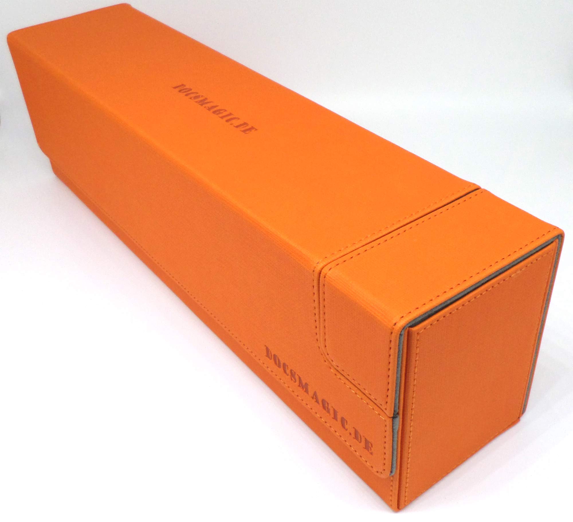 docsmagic.de Premium Magnetic Tray Long Box Orange Large - Card Deck Storage