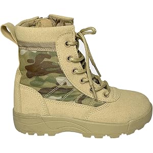 LSMODARISE Kids Combat Boots Boys Girls Hiking Waterproof Non-Slip Big Kid Summer Camp Outdoor Desert Military Shoes