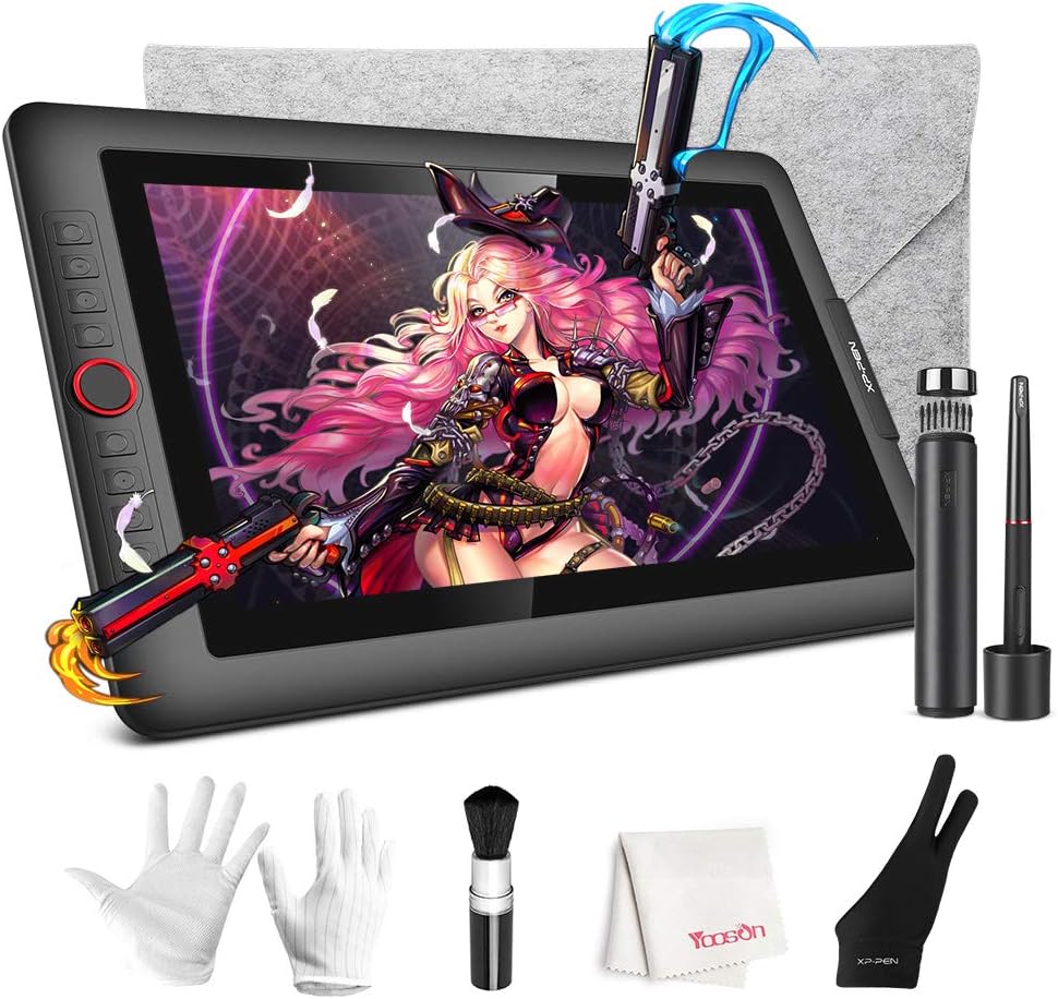 Pen Display, XP-PEN Artist 15.6 Pro Drawing Monitor, 120% sRGB Full-Laminated IPS FHD Display with Tilt Function 8192 Level Pen, Extra Dial for Digital Artwork with Tablet Stand