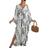 Kaftan Maxi Dress for Women V-Neck Plus Size Boho Beach Cover Up for Resort and Loungewear