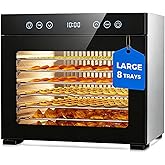Food Dehydrator Machine, Powerful Dehydrator with 8 Stainless Steel Trays, Adjustable Timer & Temperature, Quiet Dryer for Jerky, Fruits, Herbs, Dog Treats